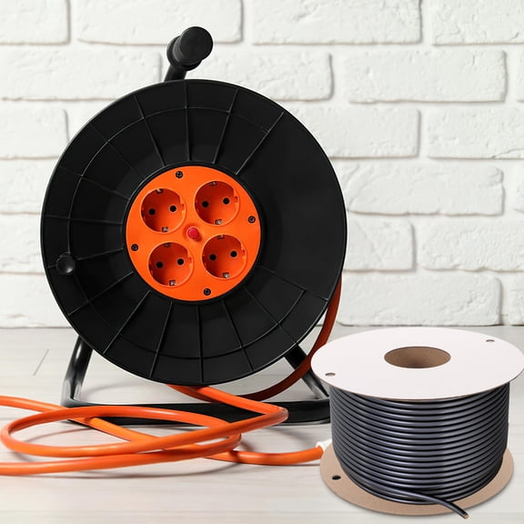 IFANLANDOR Brown Electrical Cord Reel Paper Storage Wheel for Portable Cord Organization