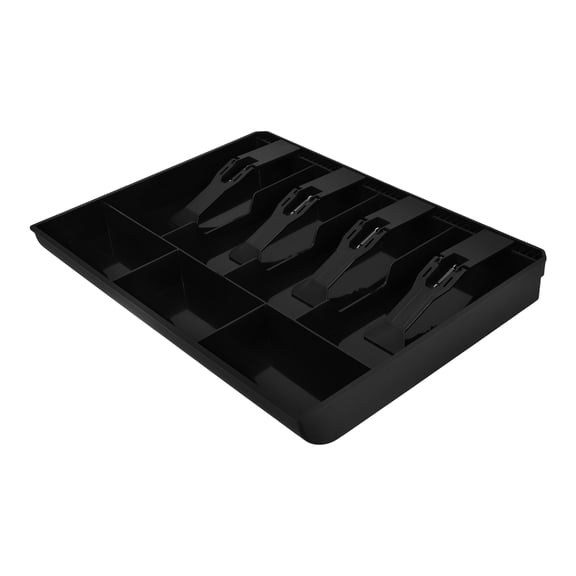 IFANLANDOR Cash Insert Tray for Register with 4 Bill and 3 Coin Sections Black Plastic