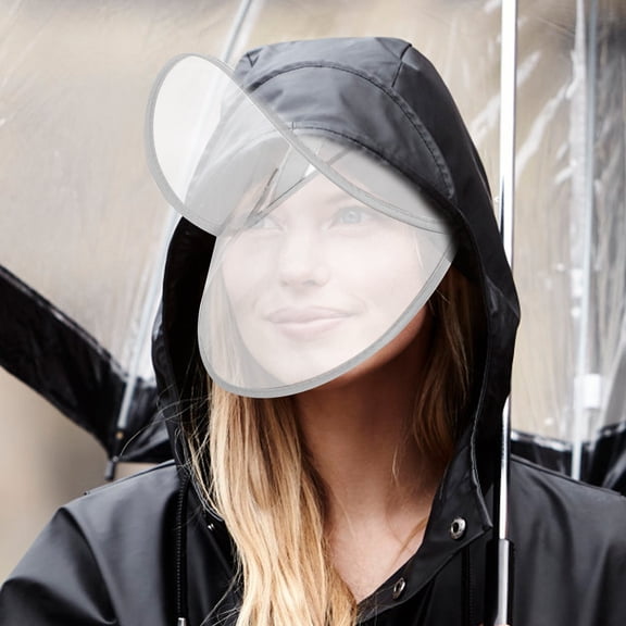 IFANLANDOR Clear Rain Poncho Cap Brim Raincoat Face Protector for Comfortable Rainy Day Shop Use
