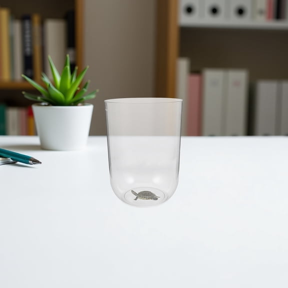 IFANLANDOR Compact Plastic Aquarium for Home Office with Stylish Round Design and Turtle Fish Tank