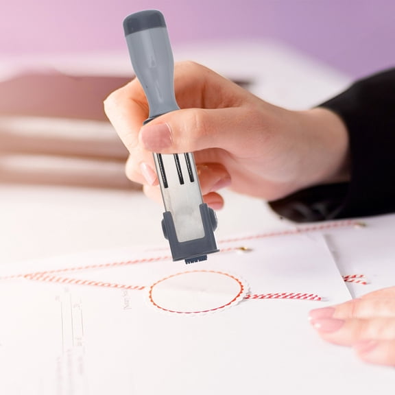 IFANLANDOR Date Stamp Self Inking Portable Handheld Multi Use Date Stamper Light Grey Plastic