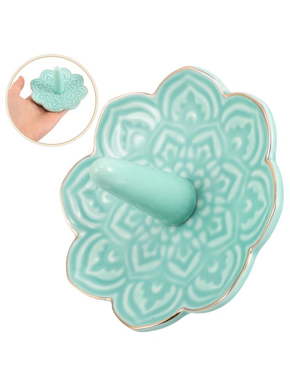 Decorative Ceramic Jewelry Holder Sky Blue Small Tray for Organizing Rings and Necklaces