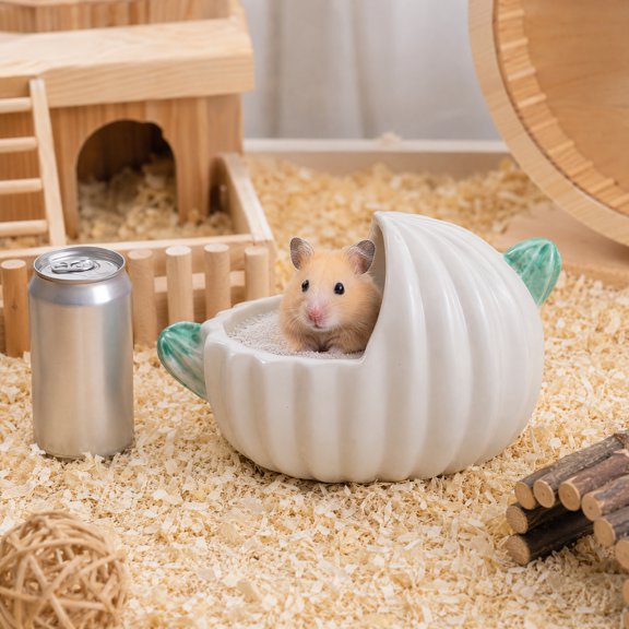 IFANLANDOR Decorative White Ceramic Hamster Bath with Smooth Surface for Sand Bathing