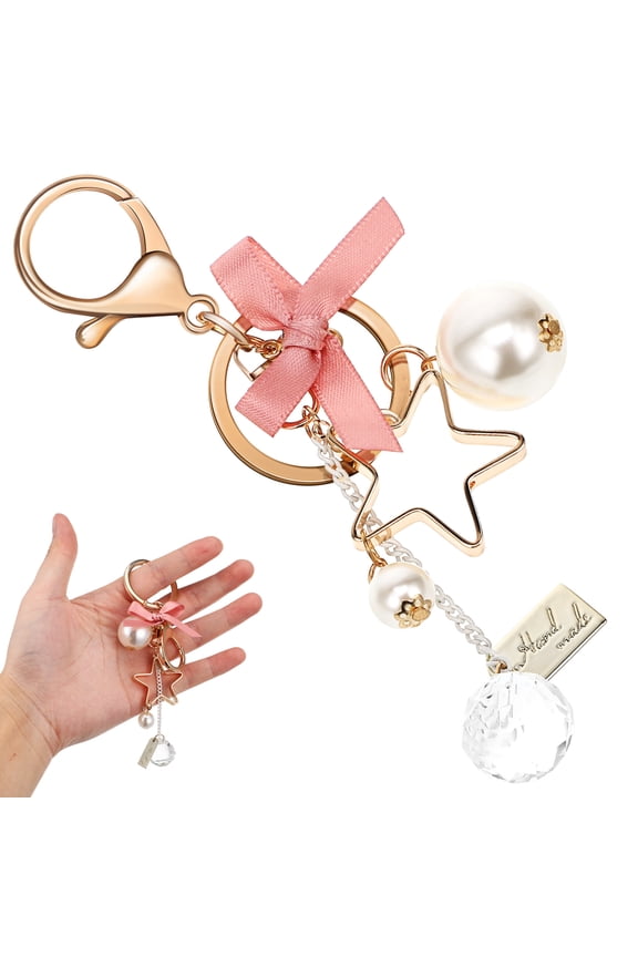 Elegant Bow Keychain with Rhinestone Pendant Zinc Alloy Multi Color for Bag and Purse Decor
