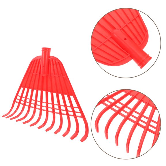 IFANLANDOR Durable Red Plastic Garden Rake Head for Weeding Leaves and Yard Leveling Tasks