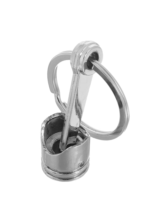 Engine Piston Keychain Plated Silver Metal Durable Auto Pendant Decoration for Car Bag Phone