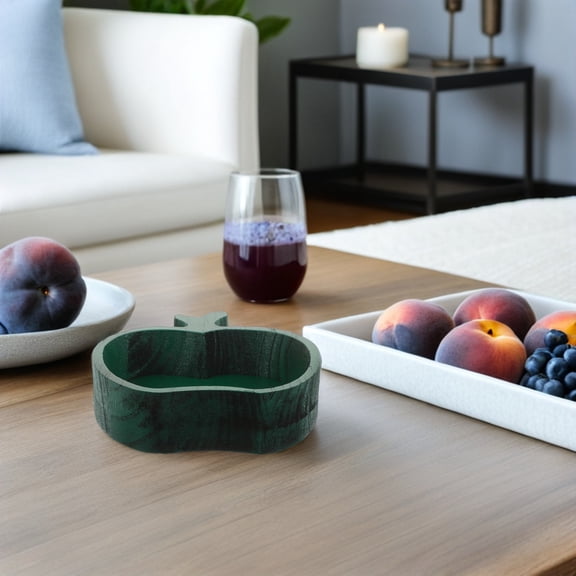IFANLANDOR Fruit-shaped Wood Serving Platter Rustic Green for Fruit, Snacks