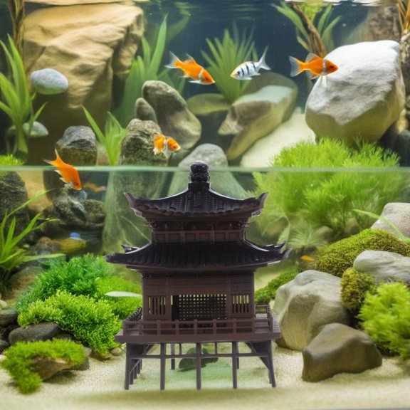 IFANLANDOR Asian Zen Garden Statue, Plastic Aquarium Decor Ornament for Fish , Terrarium, Bonsai Landscape Home