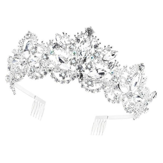 IFANLANDOR Crown Headwear Baroque Style Bridal Crown 1Pack Silver 6x2.2in