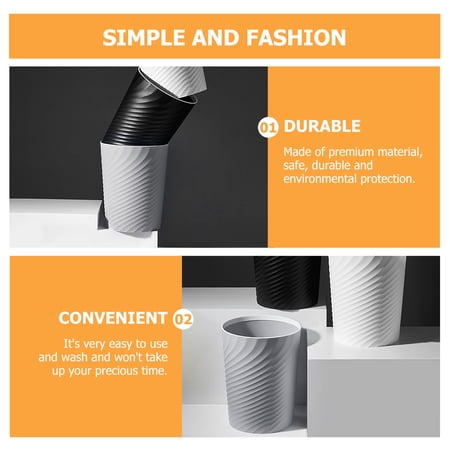 IFANLANDOR Waste Storage Bucket Plastic Grey Garbage Can Simple Fashion Design for Home