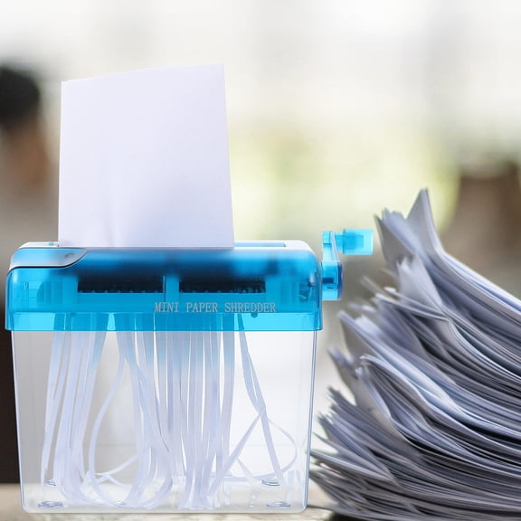 IFANLANDOR Household Paper Shredder Blue Hand Operated Manual Shredder for Office and Home Use