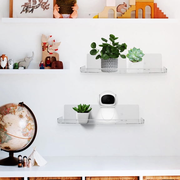IFANLANDOR Invisible Floating Bookshelves Acrylic Traceless Adhesive Installation For Homeowners 2pcs