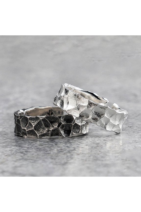 Knuckle Rings 1Set Copper Material Adjustable Open Cuff Hammer Texture Multi Color