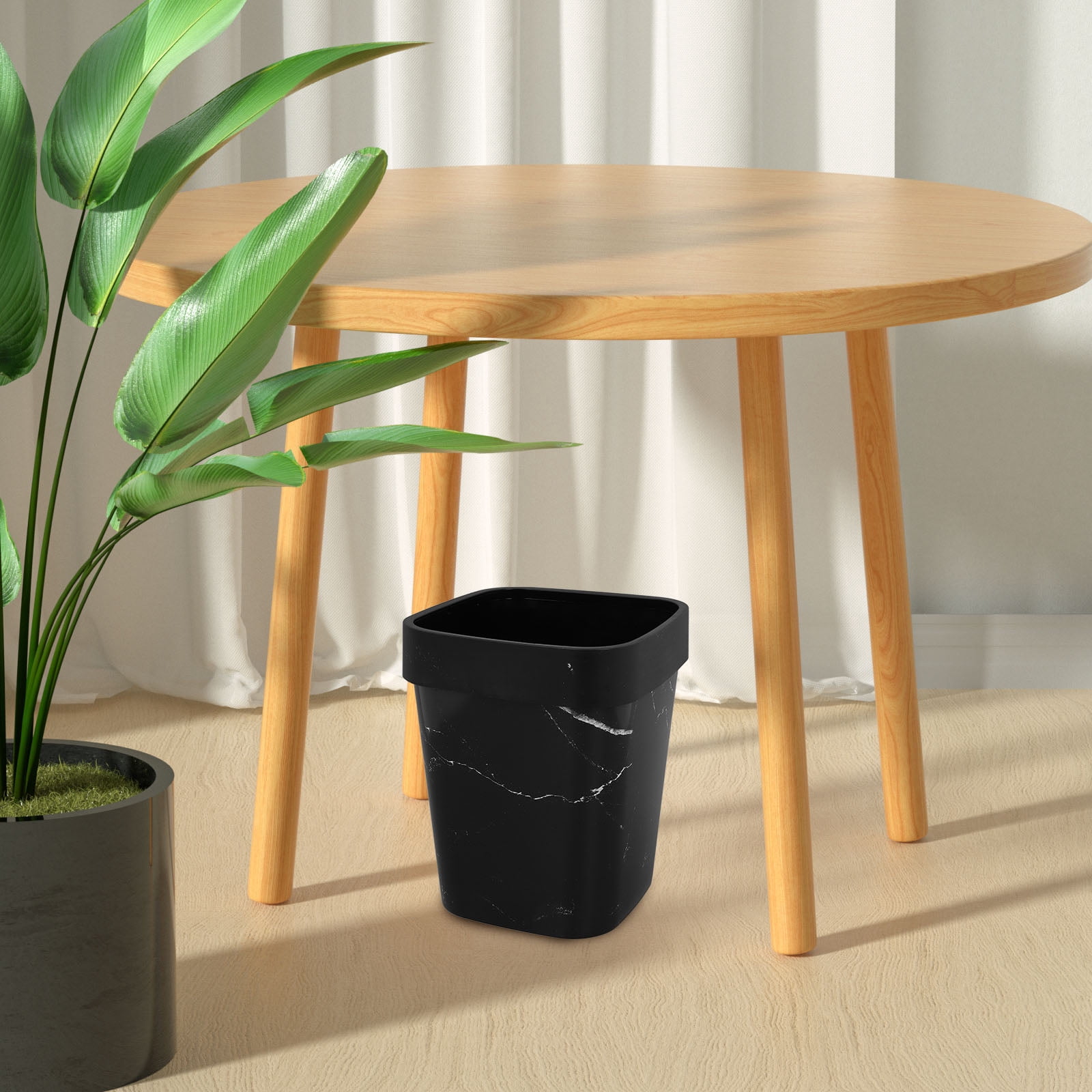 Contoner Texture IFANLANDOR Marble Texture Waste Container Black PP Sturdy Structure for ...