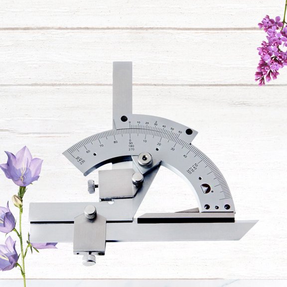 IFANLANDOR Multifunctional Universal Protractor Silver Portable Precision Goniometer with Fine Adjustment for Measuring