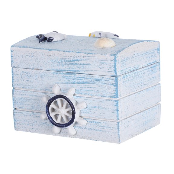 IFANLANDOR Ocean Inspired Wooden Storage Box Durable Handcrafted Nautical Jewelry Chest