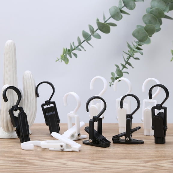 IFANLANDOR Outdoor Hook Clips 10Pcs Black Plastic Tent Hanging Hooks for Picnic Camping Supplies 4.1X1.2in