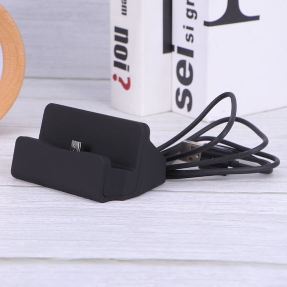 IFANLANDOR Phone Charging Dock with Built in USB Cable and Vertical Stand in Black