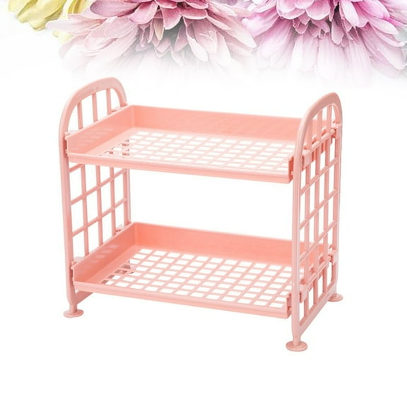 IFANLANDOR Plastic Kitchen Storage Shelf 2 Layers Pink for Bathroom Countertop Storage