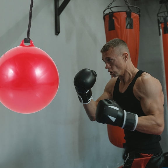 IFANLANDOR Adjustable Red Boxing Ball, Thick PVC, Portable for Fitness Use