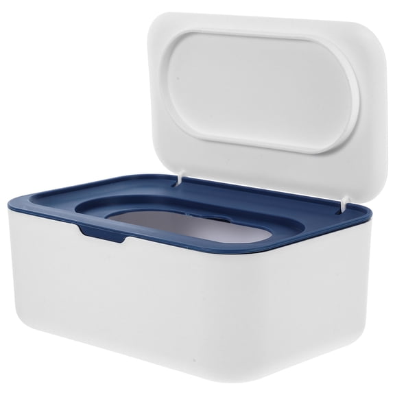 IFANLANDOR Refillable Blue Plastic Tissue Box with Lid for Bathroom and Desktop Storage