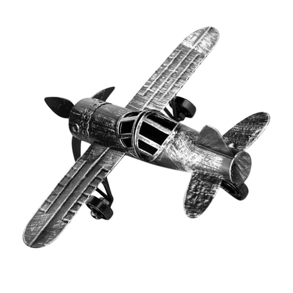 IFANLANDOR Vintage Iron Airplane Model Ornament, Decorative Plane for Office Desk or Study Room Display