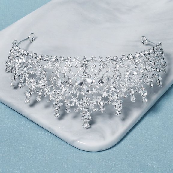 IFANLANDOR Rhinestone Bridal Tiara Crown Durable Alloy Headwear for Weddings and Celebrations