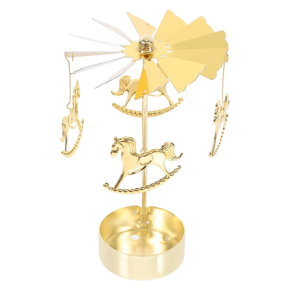 IFANLANDOR Rotating Windmill Candle Holder Metal Candle Carousel Golden Christmas Decoration