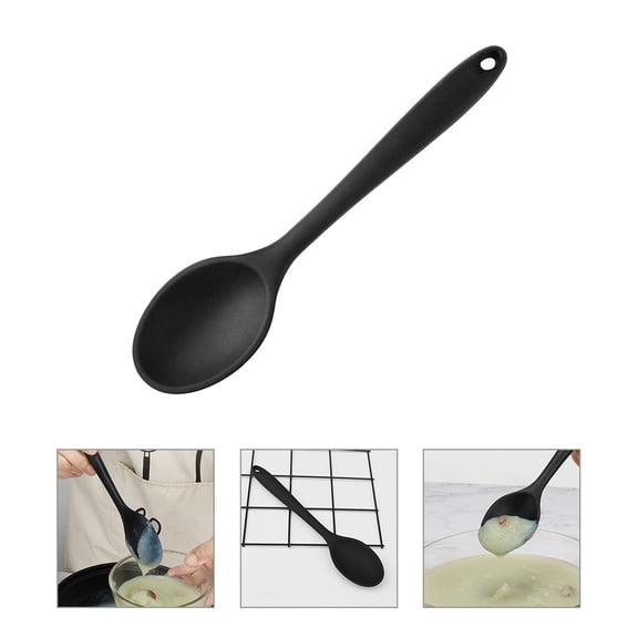 IFANLANDOR Small Spoon Silicone Spoon Black 1Pcs Daily Use Kitchen Tool