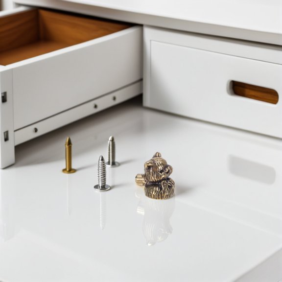 IFANLANDOR Vintage Light Brown Brass Cat Cabinet Knobs Durable Oxidation Resistant Drawer Pulls