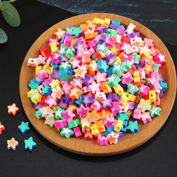 IFANLANDOR Star Shape Polymer Clay Beads 200Pcs for Diy Jewelry Making Assorted Color Handmade Crafts