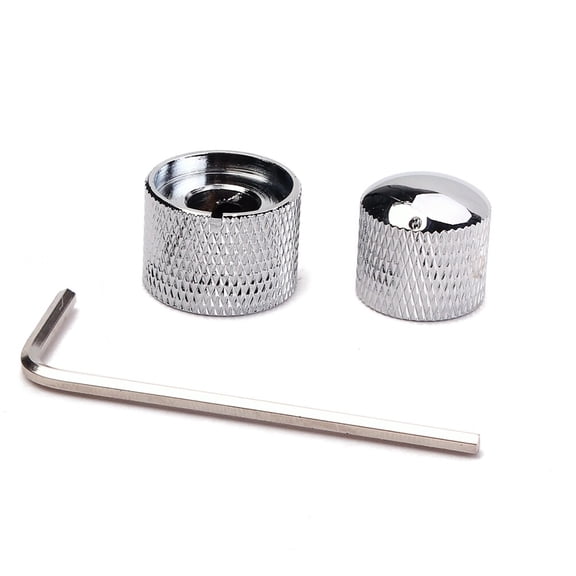 IFANLANDOR Strong Metal Shell Plated Silver Bass Control Knobs Compatible with Dual Concentric Pot Shafts