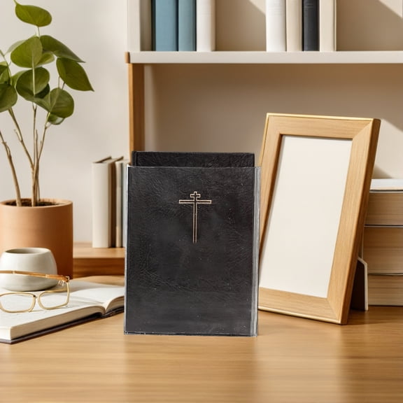 IFANLANDOR Clear Acrylic Book Storage Box, Bible Display Stand Holder, Tabletop and Shelf Organizer Case for Home Office Use