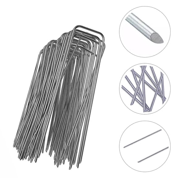 IFANLANDOR U-Shaped Fixing Nails 50Pcs for Anchoring Fences and Fixing Turf Tool in Homeowners Gardens 2.4Inch