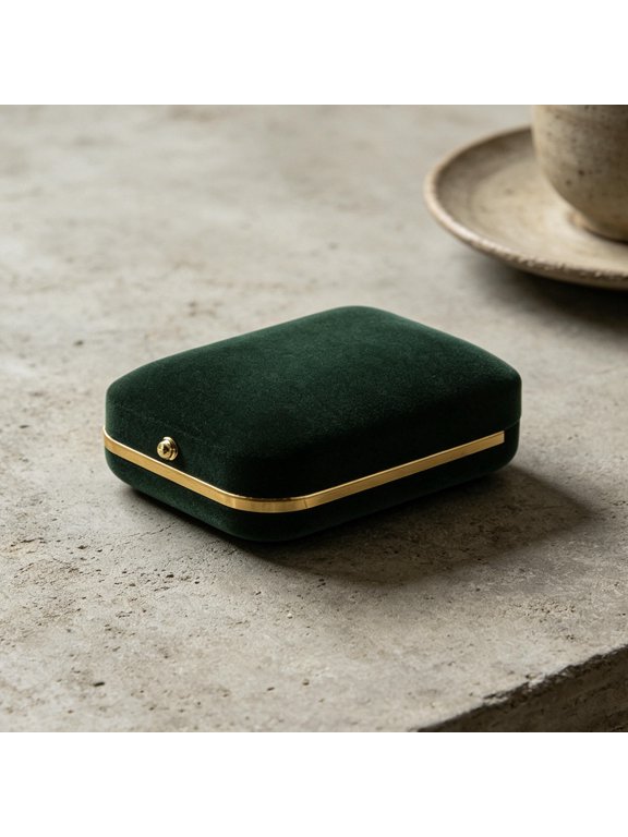 Velvet Jewelry Storage Box with Rounded Corners and Smooth Hinge