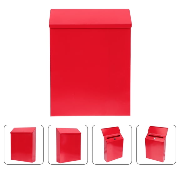 IFANLANDOR Wall-Mounted Red Mailbox with Waterproof Moisture-Proof Letter Container for Household