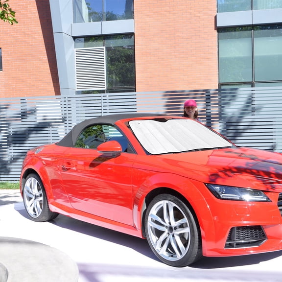IFANLANDOR Plated Silver Foldable Windshield Sun Visor Heat Reflective Auto Sun Shield for Car