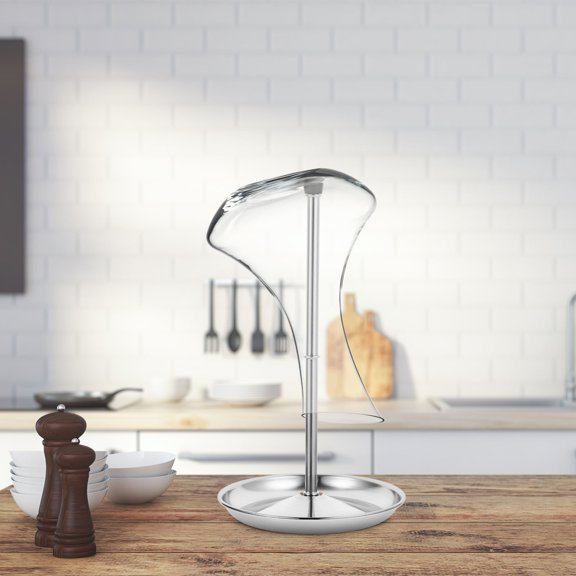 IFANLANDOR Wine Decanter Storage Rack with Drip Tray and Sturdy Base in Plated Silver for Home Use