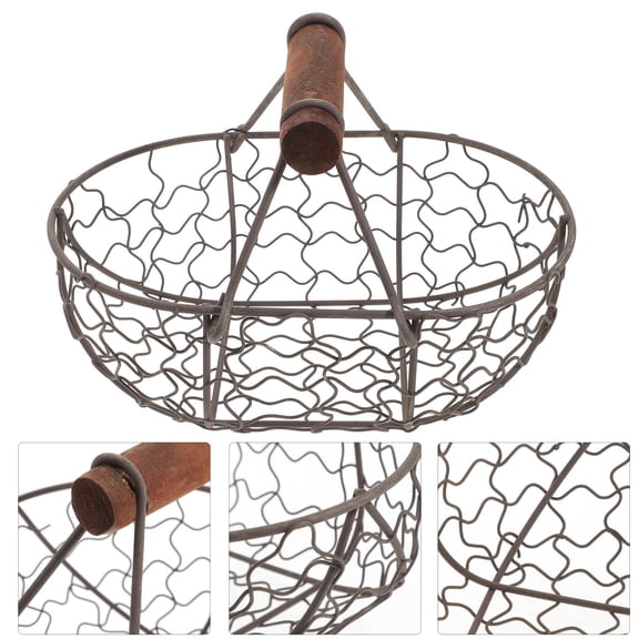 IFANLANDOR Wire Egg Basket For Storage Decoration Gray 1Pcs