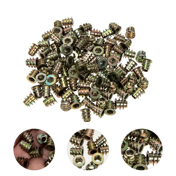 IFANLANDOR Zinc Alloy Furniture Wood Nuts 100Pcs Hexagonal Socket Head Tapered External Threads