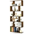 thumbnail image 1 of IFANNY 6 Tier S Shaped Bookshelf, Wooden Open Bookcase w/Anti-Tipping Device, Display Shelf Storage Organizer for Home, Office, Living Room, 31.5 x 9 x 75 inch, 1 of 9