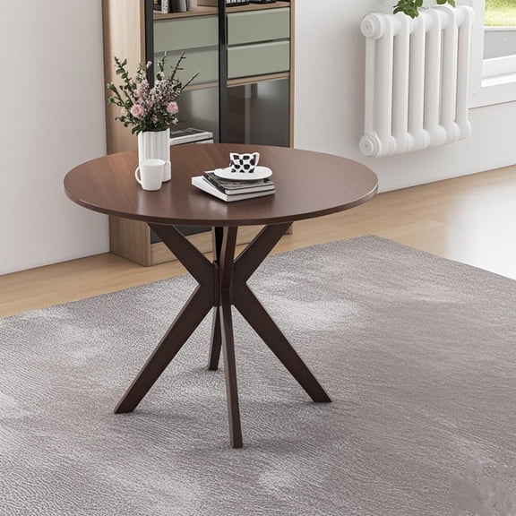 IFANNY Round Dining Table, 36’’ Kitchen Table with Rubber Wood Legs & Adjustable Foot Pads, Modern Bar Table for Small Spaces, Kitchen, Dining Room, Restaurant, Bistro (Brown)