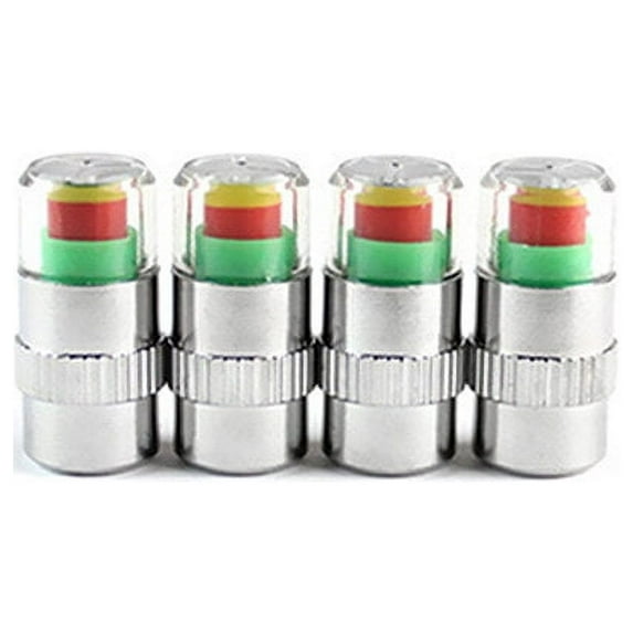 Car Tire Pressure Monitor Caps Sensor Indicator Multi Chromed Metal 4 Pcs Fit Most SUV