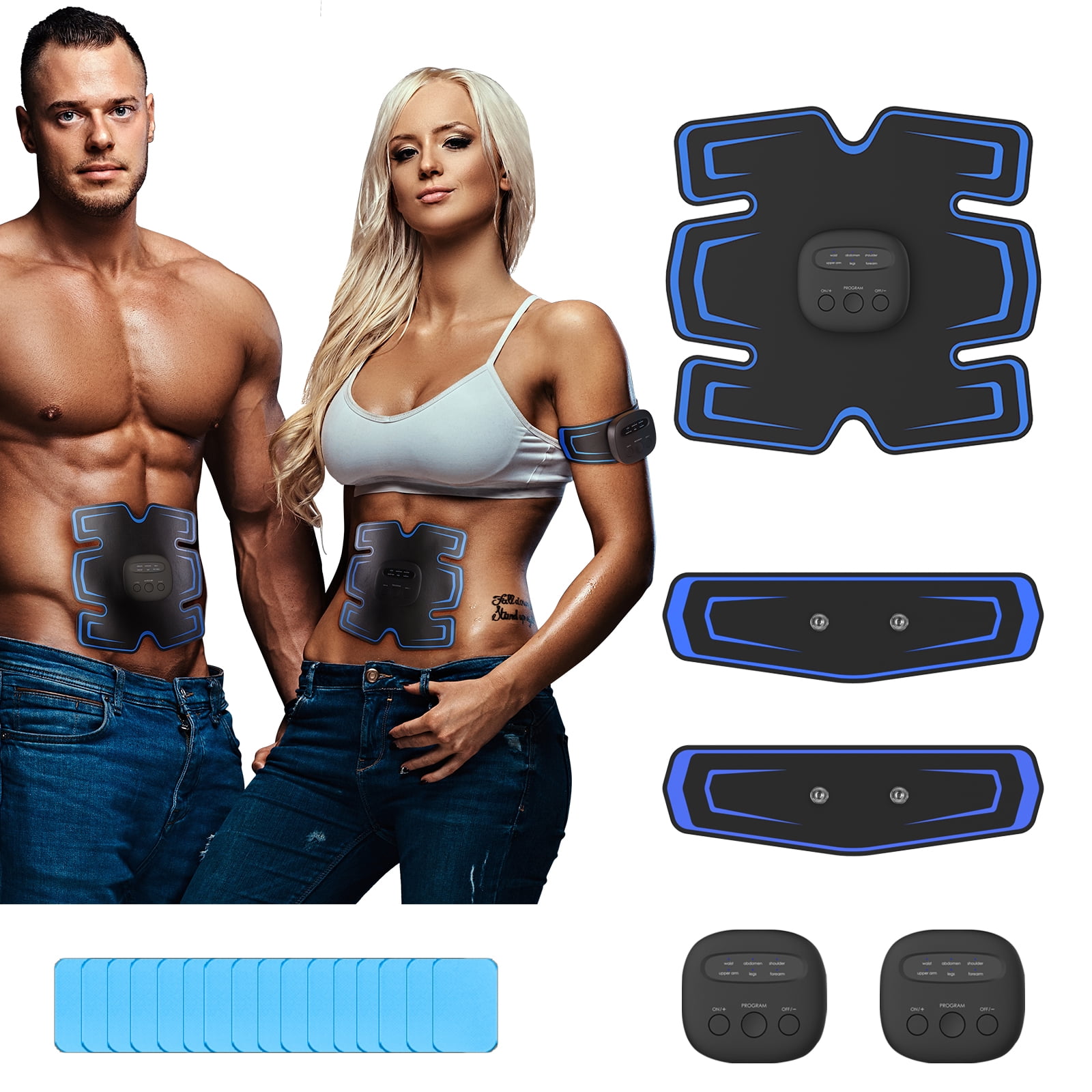 TENS Unit EMS Pads ABS Muscle Stimulator Abdominal Exercisers with 3  Machine