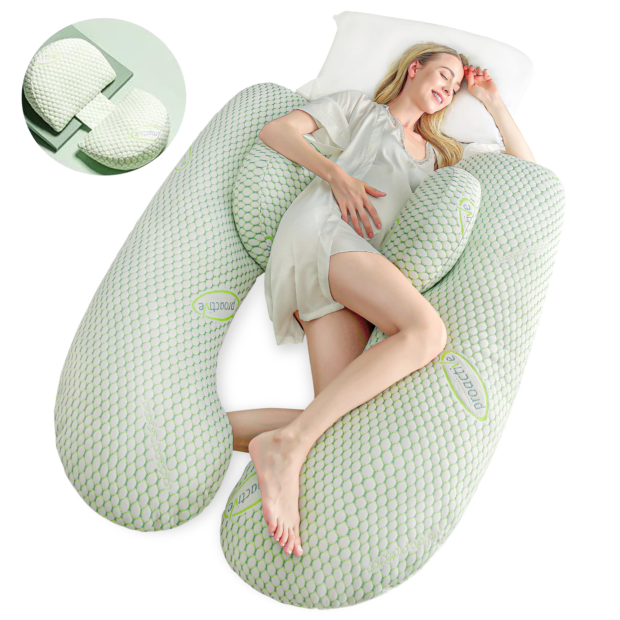 INSEN Pregnancy Pillow for Sleeping,Maternity Body Pillow for Pregnancy  Women,Pregnancy Support Pillow for Back, Hip Pain, Green