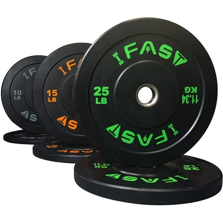 IFAST Olympic Rubber Bumper Weight Plates Steel 2 Count