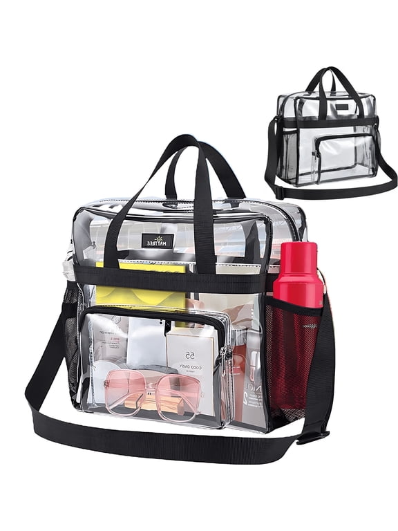 IFCOW 12" Large Capacity Clear Tote Bag,Durable PVC Cross-Body Shoulder Bag With Handle & Adjustable Shoulder Strap,NFL AAF Stadium Approved Handbag for Sports Games Work Concerts