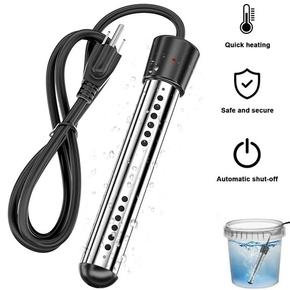 IFCOW 1500w Water Heater for Bathtub,Bucket Heater,Portable Electric Immersion Heater,Stainless Steel Immers Water Heater Bucket (Not auto shut off)