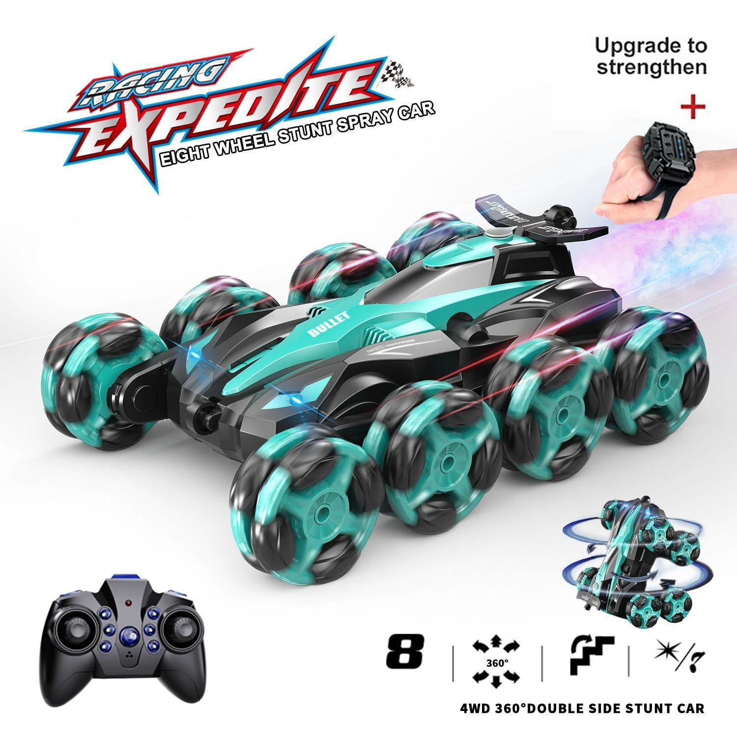 IFCOW Remote Control Car,8WD RC Stunt Car with Drift,Light Music and Spray,Double-Sided Driving,360-degree Flips Rotating Car Toy for Birthday, IFCOW Remote Control Car,8WD RC Stunt Car with Drift,Light Music and Spray,Double-Sided Driving,360-degree Flips Rotating Car Toy for Birthday,