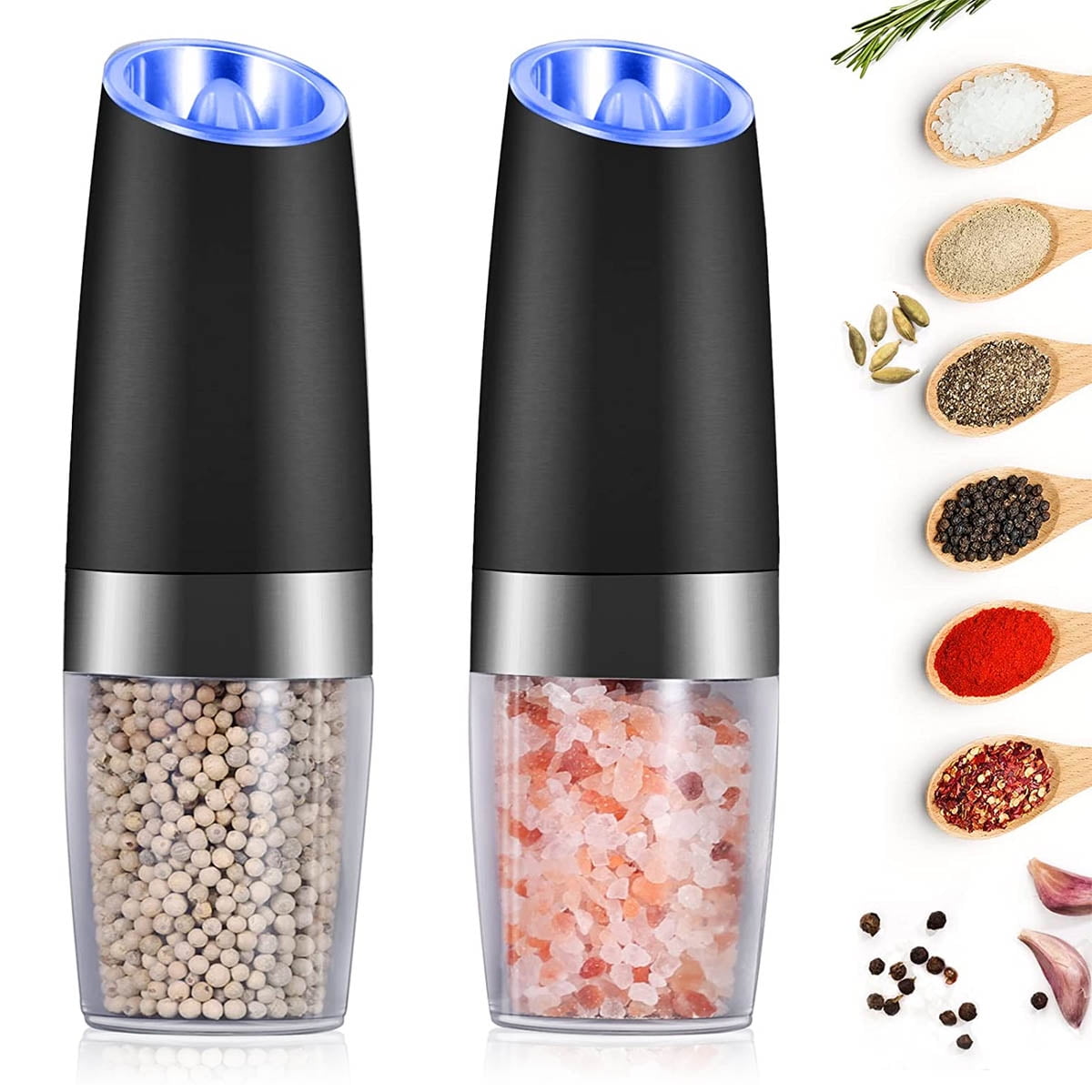 IFCOW 2x Salt and Pepper Grinder Sets,Spice Grinder,Adjustable